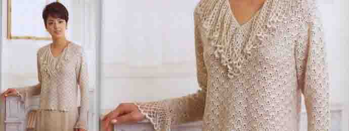 Crochet un pull très raffiné à volant