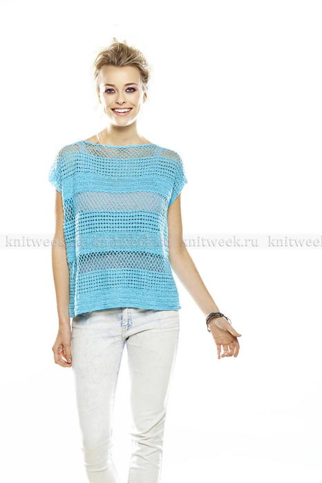 au crochet une tunique d'été couleur mer