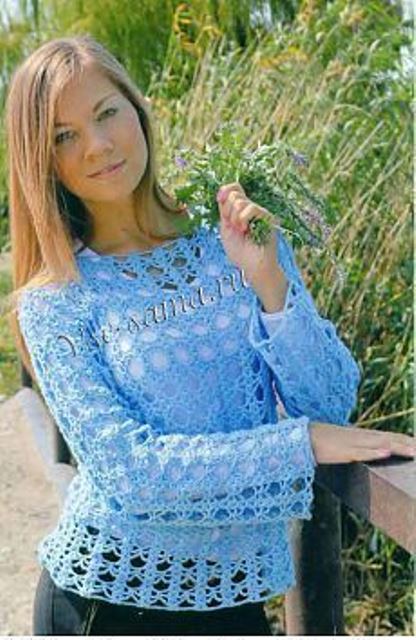 au crochet un pull léger aux couleurs de l'été