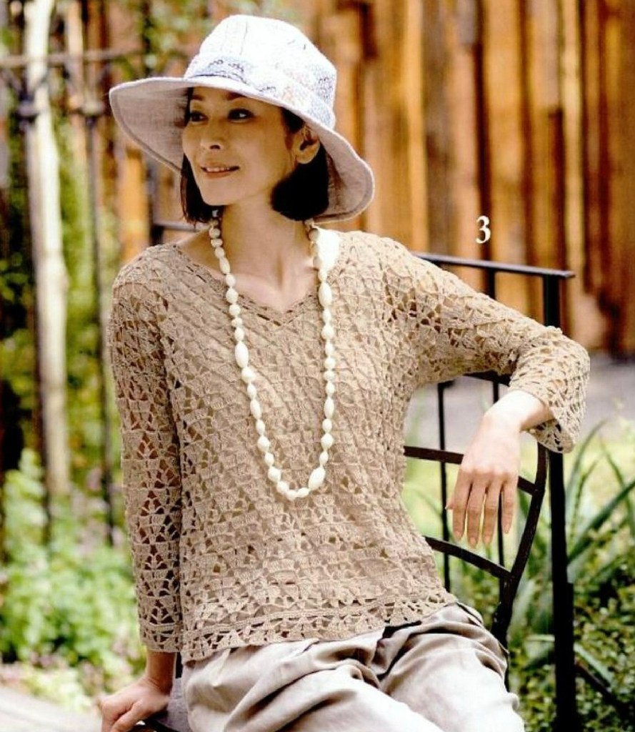 au crochet un pull d'été avec un point léger