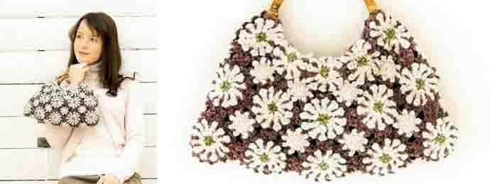 Un sac avec des granny de fleurs au crochet