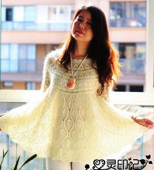au crochet un pull ample au point d'ananas