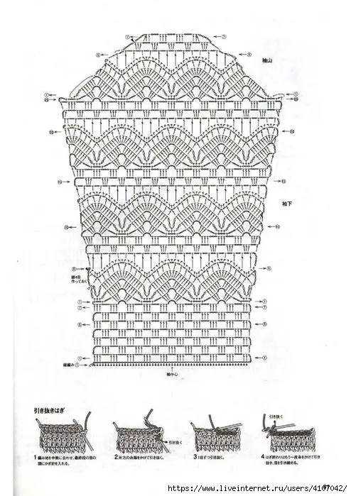 un gilet au point de vague au crochet