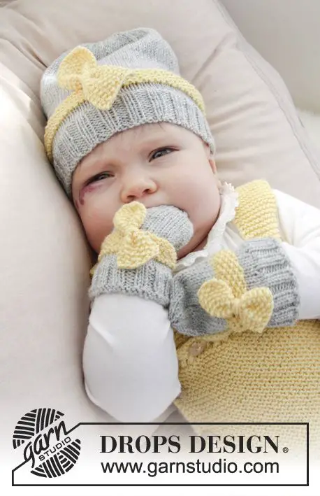 Bonnet et moufles little miss au tricot