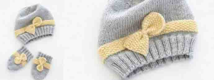 Bonnet et moufles little miss au tricot
