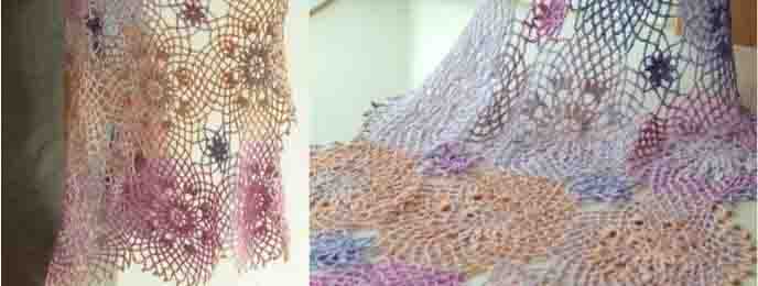Une étole en granny ronds au crochet