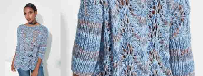 Le pull aquarella bleu au tricot