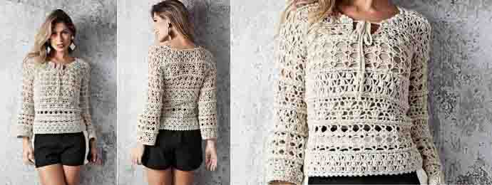 le pull frappez avec éclat au crochet