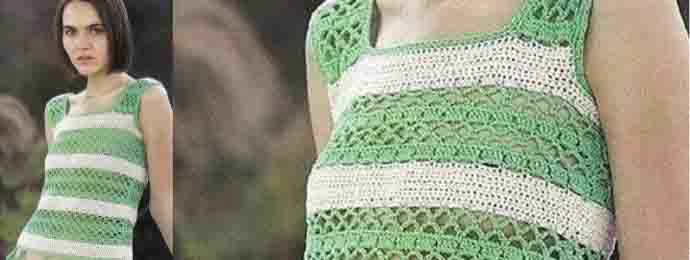 Un top bicolore pour l'été au crochet