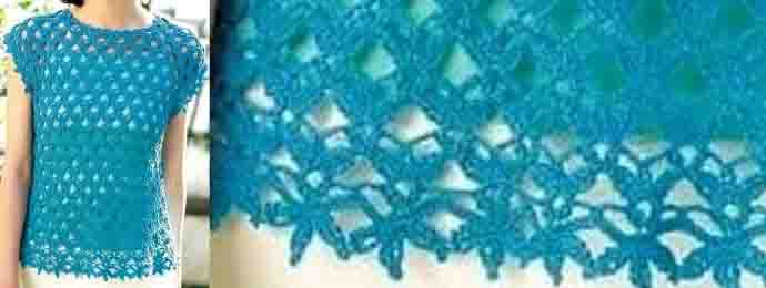 Un débardeur aux dessins de fleur au crochet