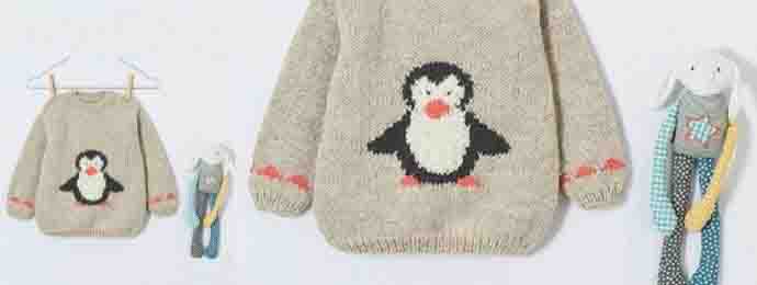 Le pull pingouin de pingouin au tricot
