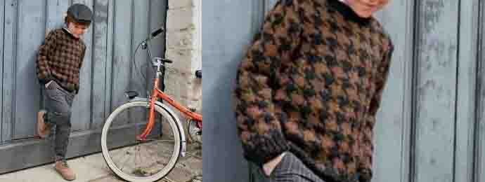 Un pull rétro pied de poule au tricot