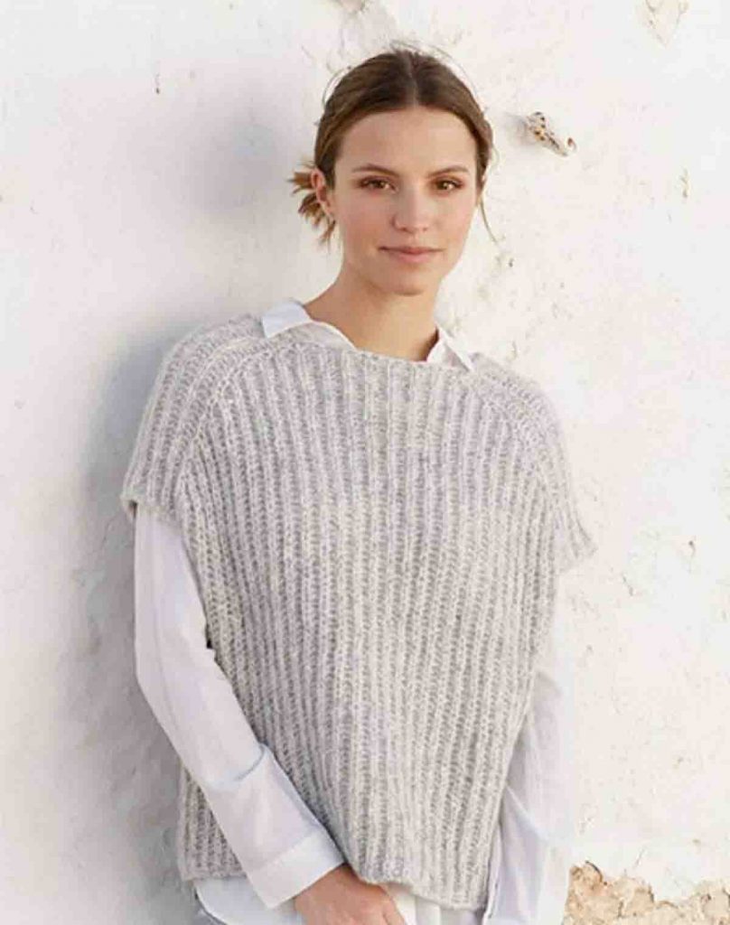 Modèle de pull sans manches à tricoter