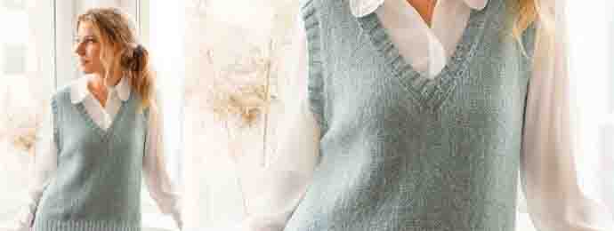 Pull sans manche femme au tricot