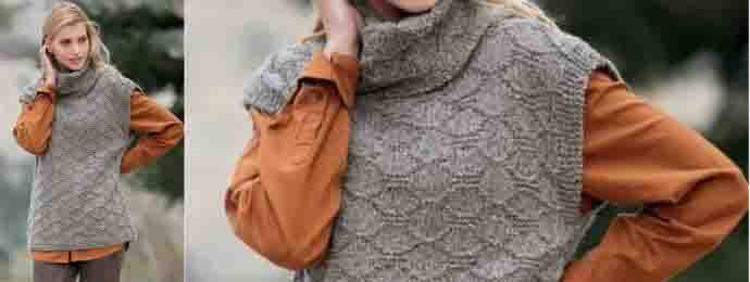 Pull sans manche laine tweed