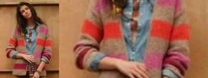 Gilet en maille à rayures colorées (1) (1)
