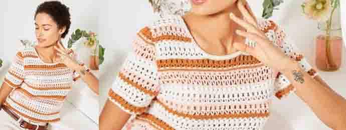 Pull dété au crochet rayé (1)