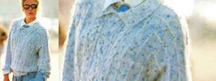 Pull torsadé femme bleu clair (1) (1)