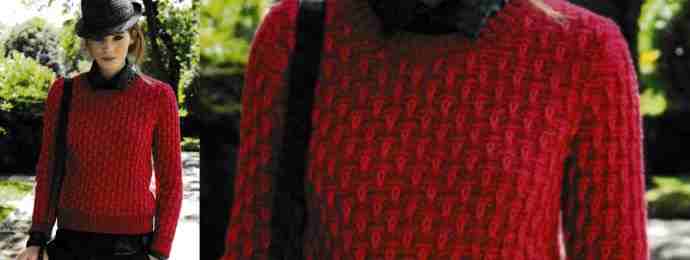Pull rouge texturé femme (1)