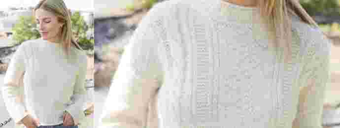 Pull écru femme à motifs relief (1)